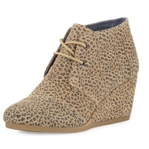 TOMS Suede Desert Wedge Bootie Cheetah